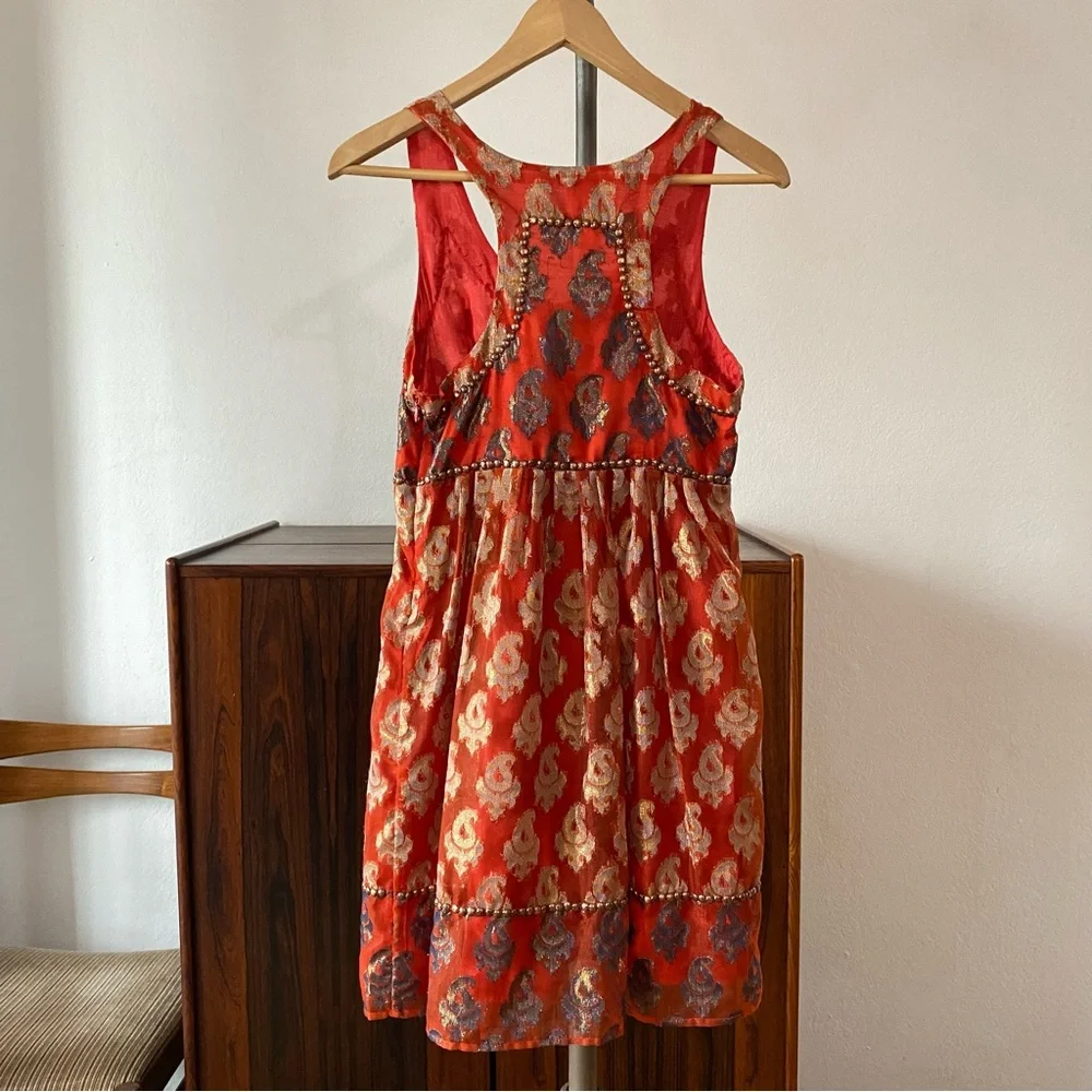 FREE PEOPLE | Vacation Metallic Grommet Batik Print Dress - Picture 3 of 11